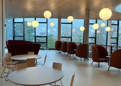 Seating area in a university, furnished by Forrest Contracts. Office furniture fitting completed by Forrest Contracts